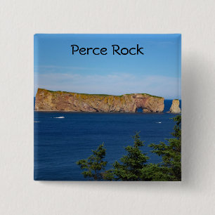 Badge Carré 5 Cm Rocher Percé dans le golfe du Saint-Laurent
