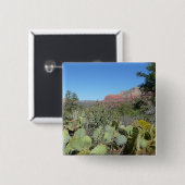 Badge Carré 5 Cm Rochers rouges et cactus I (Devant & derrière)