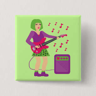 Badge Carré 5 Cm Rock Chick
