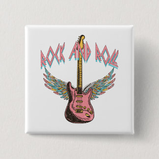 Badge Carré 5 Cm Rock et Roll