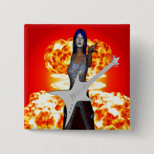 Badge Carré 5 Cm Rock et Roll (Devant)