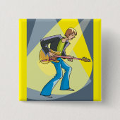 Badge Carré 5 Cm Rock Guitarist 70s Style Musician (Devant)