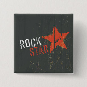 Badge Carré 5 Cm Rock Star Étoile Rouge en détresse Grunge