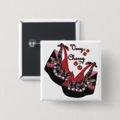 Badge Carré 5 Cm Rockabilly Very Cherry Shoes (Devant & derrière)