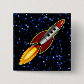 Badge Carré 5 Cm Rocket Retro - Customisé (Devant)