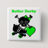 Badge Carré 5 Cm Roller Derby Heart (Vert) (Devant)
