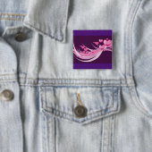 Badge Carré 5 Cm Romantique Abstrait Coeurs Rose Design Sur Violet (En situation)