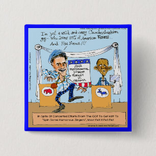 Badge Carré 5 Cm Romney Essaie les Zingers sur Obama Cadeaux Drôles