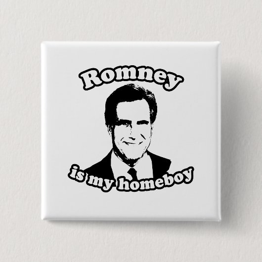 BADGE CARRÉ 5 CM ROMNEY EST MON HOMEBOY (Devant)