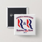 Badge Carré 5 Cm Romney et Ryan (Devant & derrière)