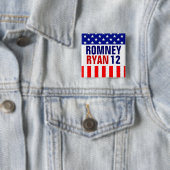 Badge Carré 5 Cm Romney Ryan 2012 (En situation)