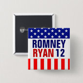 Badge Carré 5 Cm Romney Ryan 2012 (Devant & derrière)