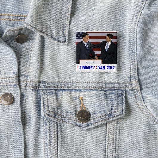 Badge Carré 5 Cm Romney/Ryan 2012 (En situation)