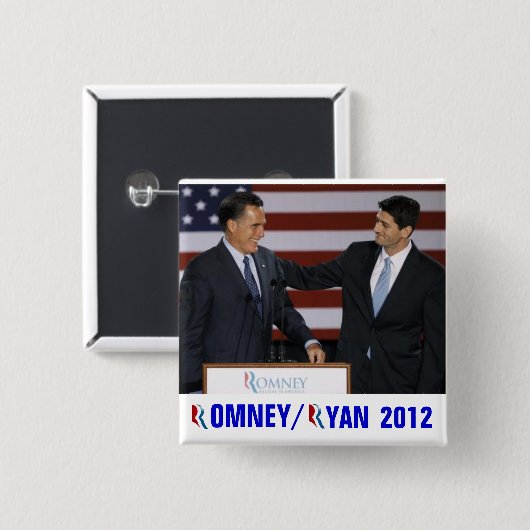 Badge Carré 5 Cm Romney/Ryan 2012 (Devant & derrière)
