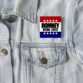 Badge Carré 5 Cm Romney Ryan 2012 (En situation)