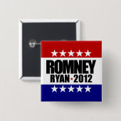 Badge Carré 5 Cm Romney Ryan 2012 (Devant & derrière)