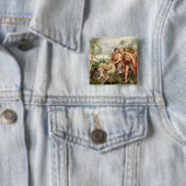 Badge Carré 5 Cm Romulus a allaité par le -loup (En situation)