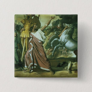 Badge Carré 5 Cm Romulus, conquérant d'Acron, prenant son butin à