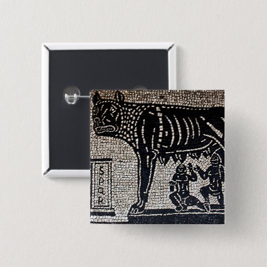 Badge Carré 5 Cm Romulus et Remus (Devant & derrière)