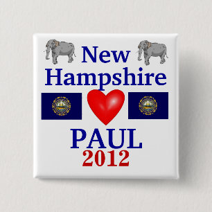 Badge Carré 5 Cm Ron Paul New Hampshire 2012