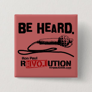 Badge Carré 5 Cm Ron Paul pour le Président Button