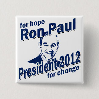Badge Carré 5 Cm Ron Paul pour l'espoir et le changement