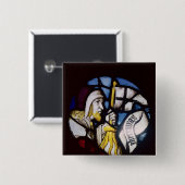 Badge Carré 5 Cm Rondeau du prophète Jérémie, XVème siècle (Devant & derrière)