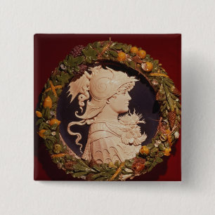 Badge Carré 5 Cm Rondeau soutenant un portrait de profil