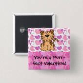 Badge Carré 5 Cm Ronronnement-fect Valentine (Devant & derrière)