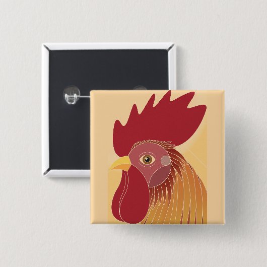 Badge Carré 5 Cm Rooster (Devant & derrière)
