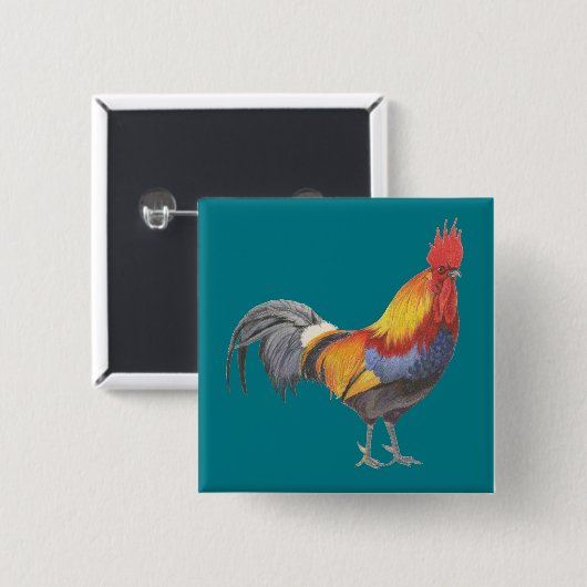 Badge Carré 5 Cm Rooster (Devant & derrière)