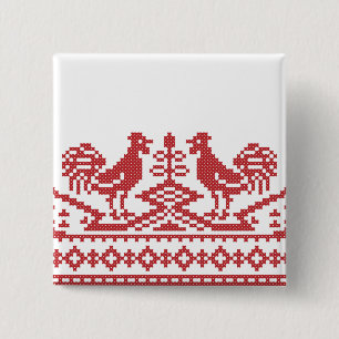 Badge Carré 5 Cm Rooster cross-stitch