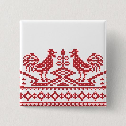 Badge Carré 5 Cm Rooster cross-stitch (Devant)