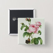 Badge Carré 5 Cm Rosa Centifolia (Devant & derrière)