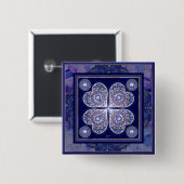 Badge Carré 5 Cm rosace bleue (Devant & derrière)