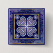 Badge Carré 5 Cm rosace bleue (Devant)