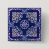 Badge Carré 5 Cm rosace bleue (Devant)