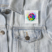 Badge Carré 5 Cm Rose arc-en-ciel coloré (En situation)