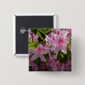 Badge Carré 5 Cm Rose Azalea Bush printemps floral (Devant & derrière)