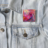 BADGE CARRÉ 5 CM ROSE BLEU ABSTRAIT (En situation)