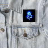 Badge Carré 5 Cm Rose bleu brûlant (En situation)