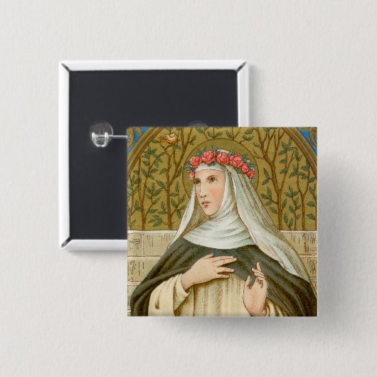 Badge Carré 5 Cm Rose de Lima (BK 020) (Devant & derrière)