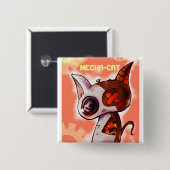 Badge Carré 5 Cm Rose de Mecha-Chat (Devant & derrière)