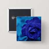 Badge Carré 5 Cm Rose Dewdrop bleu (Devant & derrière)