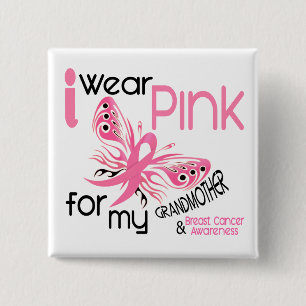 Badge Carré 5 Cm ROSE d'USAGE du cancer du sein I POUR MA