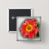 Badge Carré 5 Cm Rose en automne (Devant & derrière)