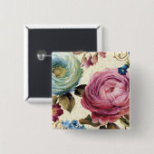 Badge Carré 5 Cm Rose et rose de bleu (Devant & derrière)