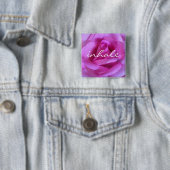 Badge Carré 5 Cm Rose Fleur Photo Inhale Script moderne Bold (En situation)