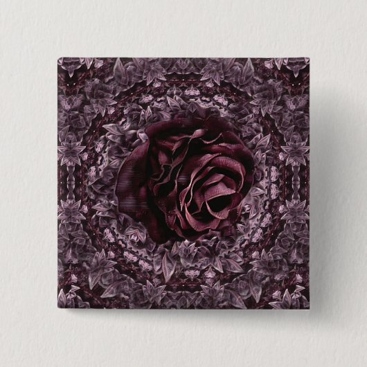 Badge Carré 5 Cm Rose Mandala (Devant)