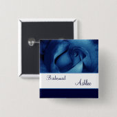 Badge Carré 5 Cm Rose nommé fait sur commande No. de bleu marine de (Devant & derrière)